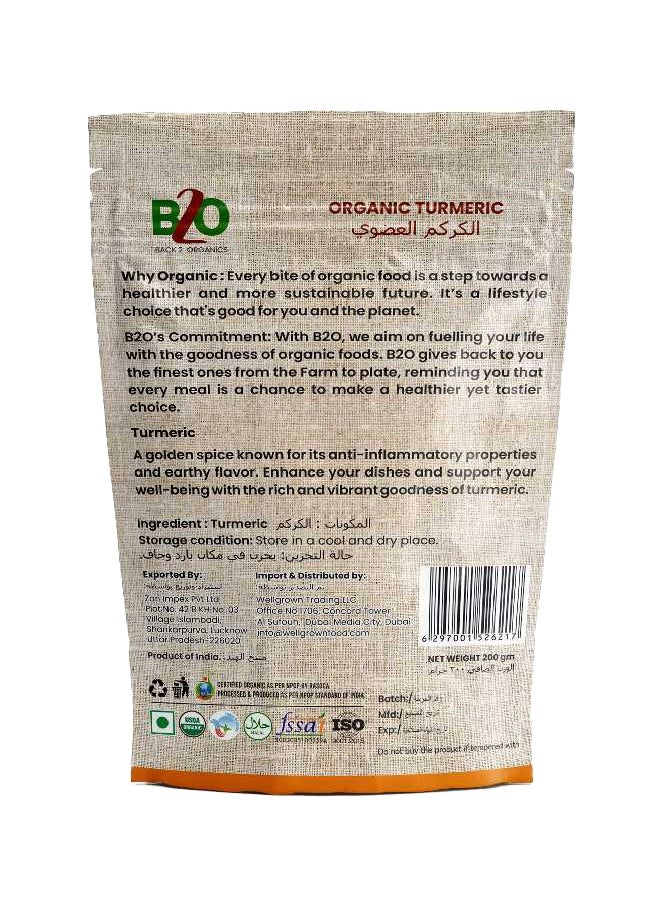 Back 2 Organics Turmeric Powder 200g  - Image 2