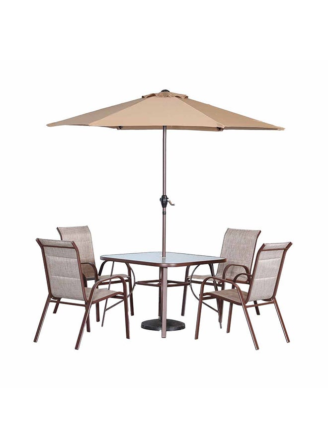 DANUBE HOME Alfresco Textilene Dining Set 4+1 | 5-Piece Dining Set Sturdy Kitchen Dining Table With 4 Dining Chairs 1+4 Seater Modern Design Furniture For Home Dining Room  - Image 1