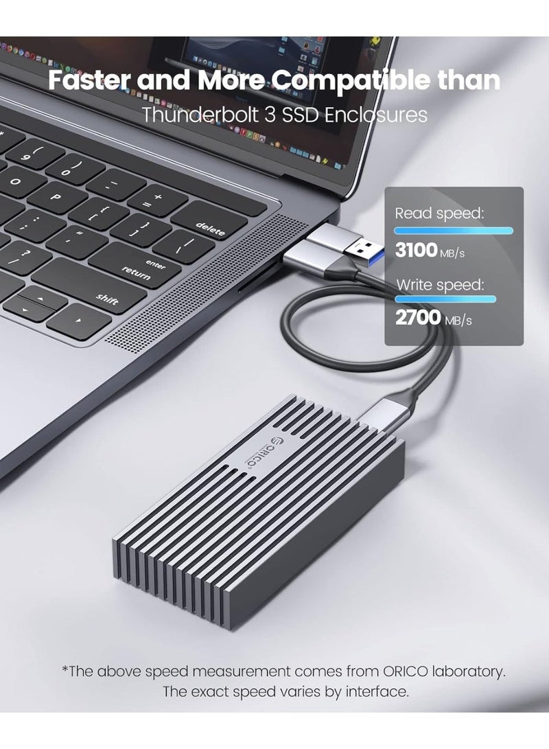أوريكو علبة أقراص SSD من نوع NVMe من ، محول M.2 إلى USB-C بسرعة 40 جيجابت في الثانية، متوافقة مع أقراص SSD من نوع NVMe M-Key بسعة 4 تيرابايت، موديل 2280، علبة أقراص SSD خارجية من الألومنيوم من نوع M2، متوافقة مع Thunderbolt 3/4 وUSB 3.2/3.1/3.0/Type C -M234-V1 (رمادي) - Image 3