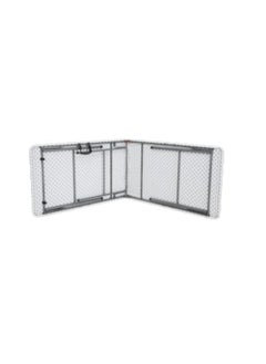 Generic Folding banquet table, 244 cm long, white top with gray metal frame, portable  - Image 4