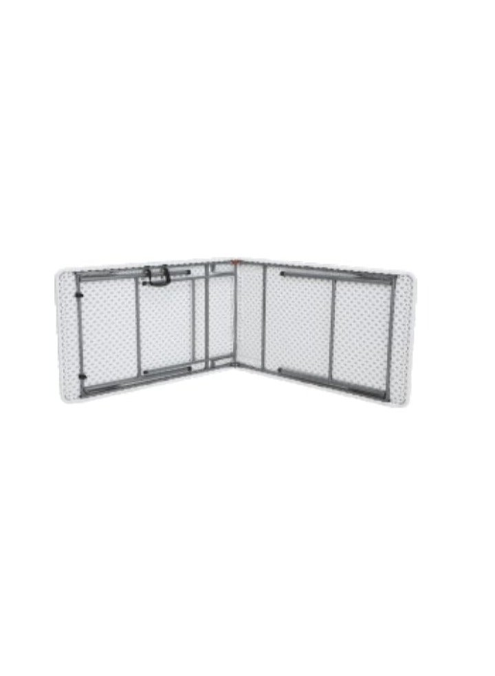 Generic Folding banquet table, 244 cm long, white top with gray metal frame, portable - Image 4