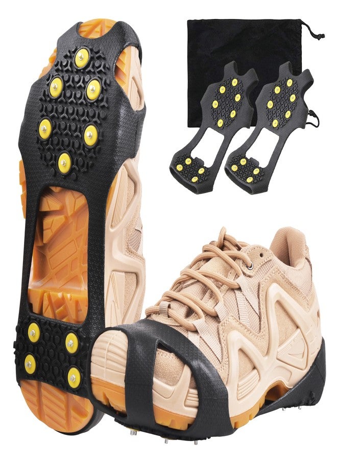 OROOTL Ice Snow Cleats for Shoes and Boots, Walk Traction Cleats for Men Women Kids Anti Slip 10 Steel Studs Crampons Winter Ice Cleats Slip-on Stretch Footwear - Image 1