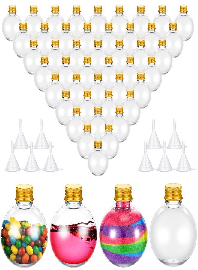 FoldTier 48 Pcs Plastic Potion Bottles with Caps 3.4 oz Round Sand Art Bottles Spherical Clear Plastic Containers Cocktail Ornament Balls for Party Favor(Gold,Aluminum Cap) - Image 1