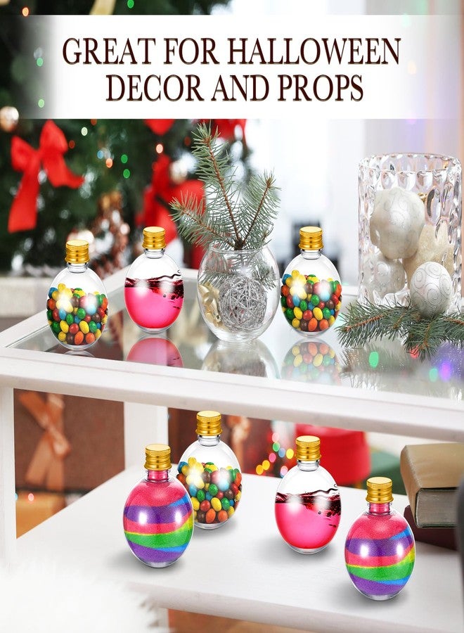 FoldTier 48 Pcs Plastic Potion Bottles with Caps 3.4 oz Round Sand Art Bottles Spherical Clear Plastic Containers Cocktail Ornament Balls for Party Favor(Gold,Aluminum Cap) - Image 5