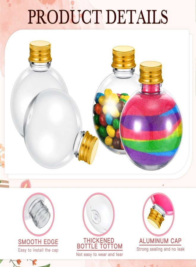 FoldTier 48 Pcs Plastic Potion Bottles with Caps 3.4 oz Round Sand Art Bottles Spherical Clear Plastic Containers Cocktail Ornament Balls for Party Favor(Gold,Aluminum Cap) - Image 3