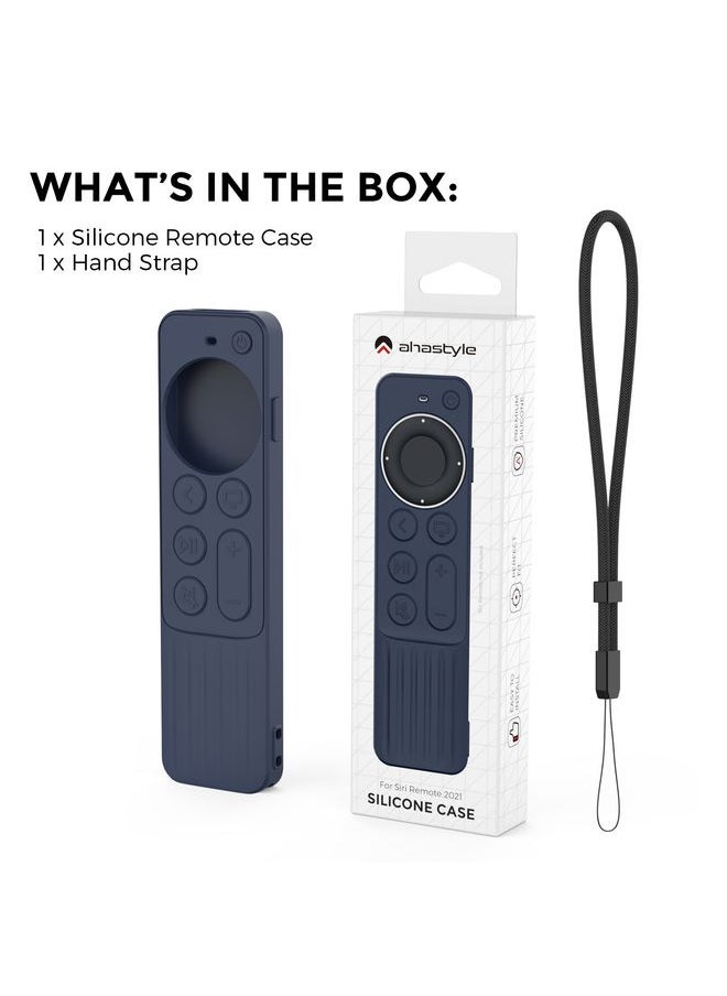 For Apple TV Siri Remote 2/3 AhaStyle PT166 Remote Controller Silicone Protective Case Striped Non-Slip Anti-Drop Cover(Midnight Blue)