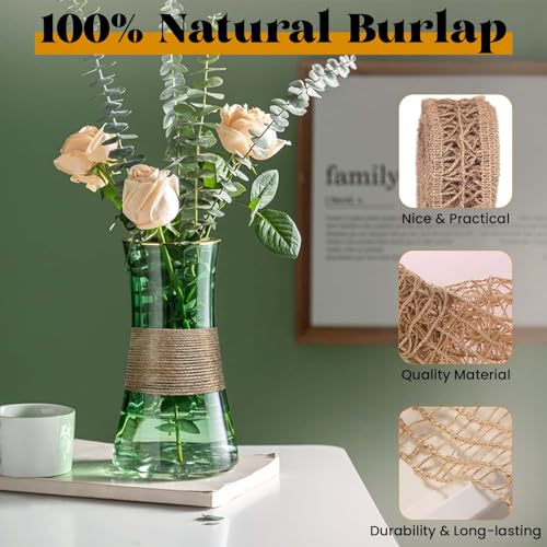 Homeaura® Jute Burlap Fabric Ribbon Lace Roll | 4 Rolls 6.6ft Long Jute Rope for DIY Crafts and Gift Wrapping Wedding Decorations and Event Decor | Natural Fabric Roll Craft Decoration (4 Rolls) - Image 4