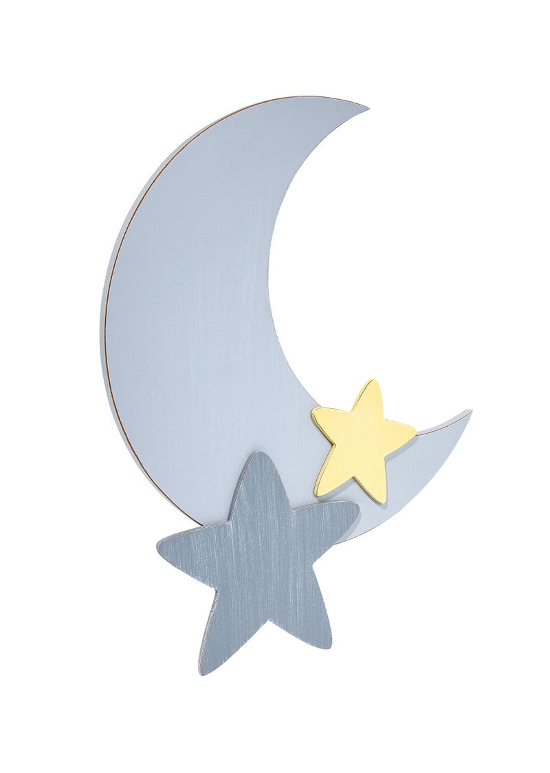 NoJo Little Love Separates Collection 16 Weathered Grey Star and Moon Shaped Wall Art Nursery Bedroom or Playroom Dcor