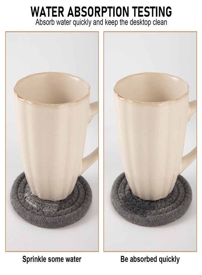 OIAHOMY 10 Pcs Drink Coasters with Holder, Boho Cotton Woven Coaster Set, Absorbent Coaster Protection for Various Cups, Ideal for Coffee Tables Home Decor and Gift, 4.3 Inches,Mixed Yellow - Image 4