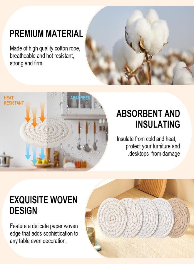 OIAHOMY 10 Pcs Drink Coasters with Holder, Boho Cotton Woven Coaster Set, Absorbent Coaster Protection for Various Cups, Ideal for Coffee Tables Home Decor and Gift, 4.3 Inches,Mixed Yellow - Image 3