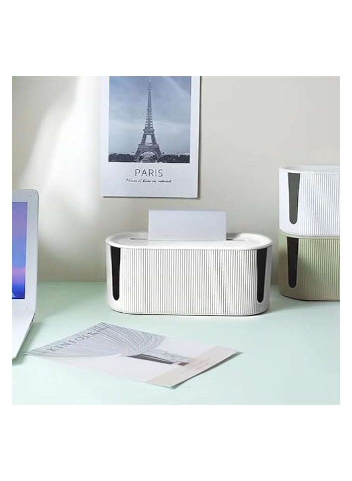 KASTWAVE Cable Management Box, Cord Organizer Box, Large and Medium Size Cord Box, Cord Hider Box with The Groove to The Chargers and Cable to Hide Surge Protector Cover on Desk or Floor (White) - Image 2