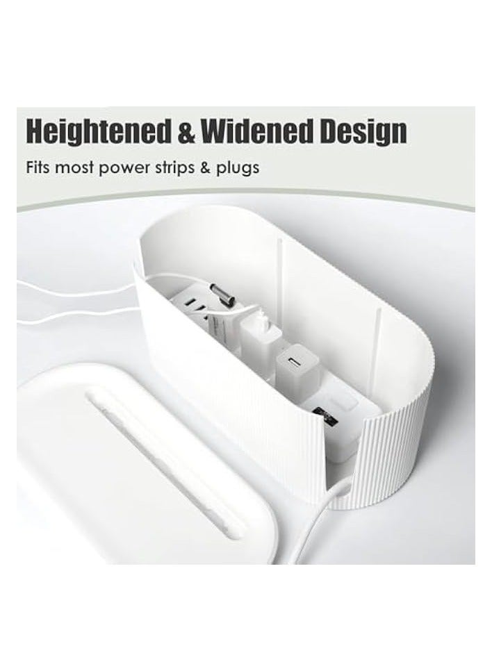 KASTWAVE Cable Management Box, Cord Organizer Box, Large and Medium Size Cord Box, Cord Hider Box with The Groove to The Chargers and Cable to Hide Surge Protector Cover on Desk or Floor (White) - Image 3