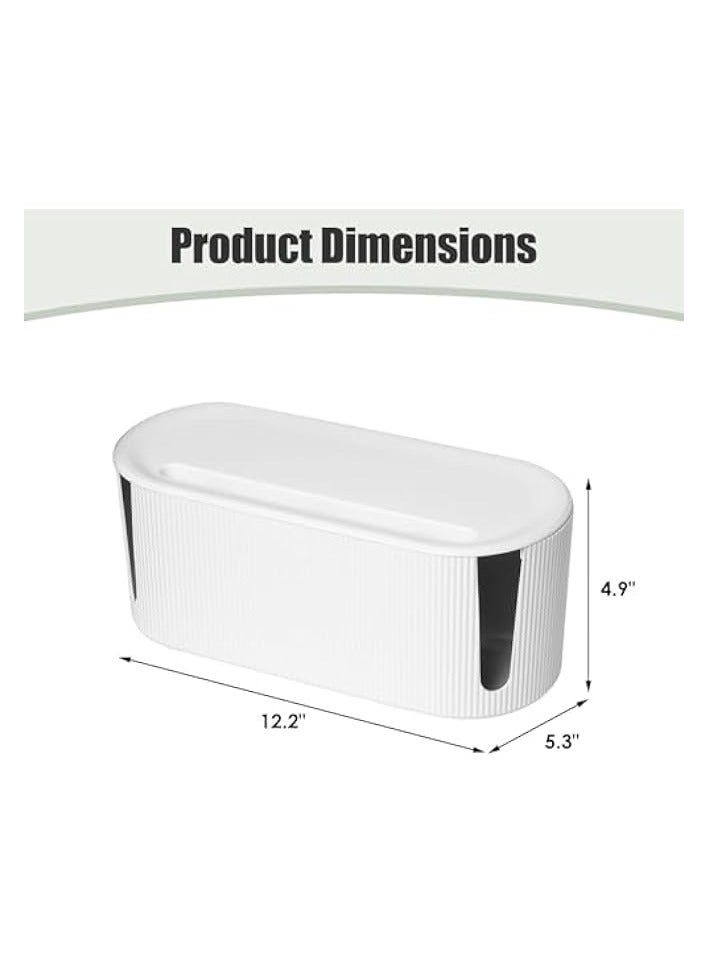KASTWAVE Cable Management Box, Cord Organizer Box, Large and Medium Size Cord Box, Cord Hider Box with The Groove to The Chargers and Cable to Hide Surge Protector Cover on Desk or Floor (White) - Image 5