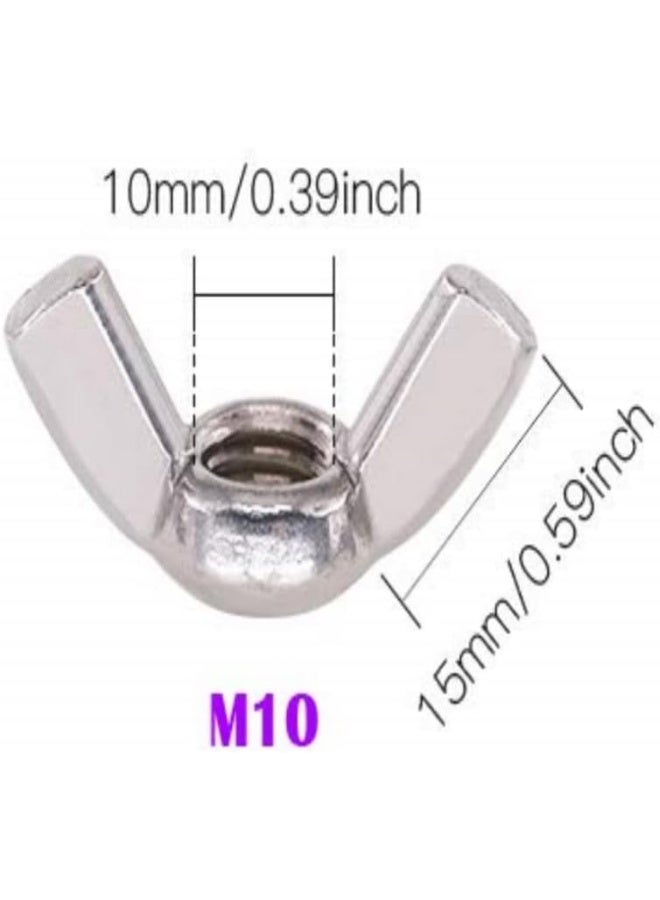 Royal Apex 10Pcs Metric Wing Nut Thread 304 Stainless Steel Serrated Butterfly Hand Twist Tighten Hardware Nuts For Nails Screws And Fastener M10 - Image 2