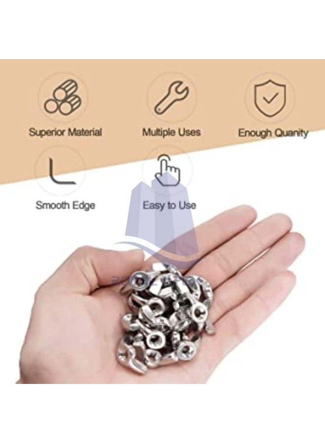 Royal Apex 10Pcs Metric Wing Nut Thread 304 Stainless Steel Serrated Butterfly Hand Twist Tighten Hardware Nuts For Nails Screws And Fastener M10 - Image 5