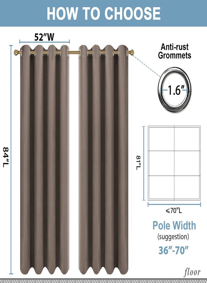 Diraysid Cappuccino Grommet Blackout Curtains for Bedroom Thermal Insulated Room Darkening Curtains Drapes, 52 x 84, 2 Panels - Image 3