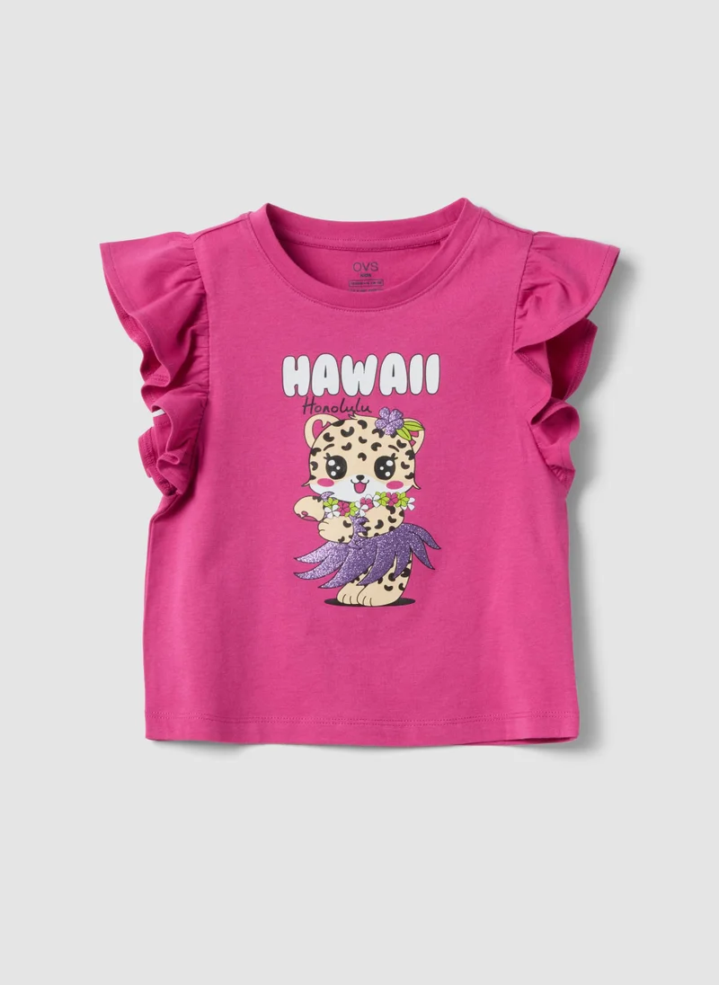 OVS Pink Organic Cotton Vest Top With Ruffles