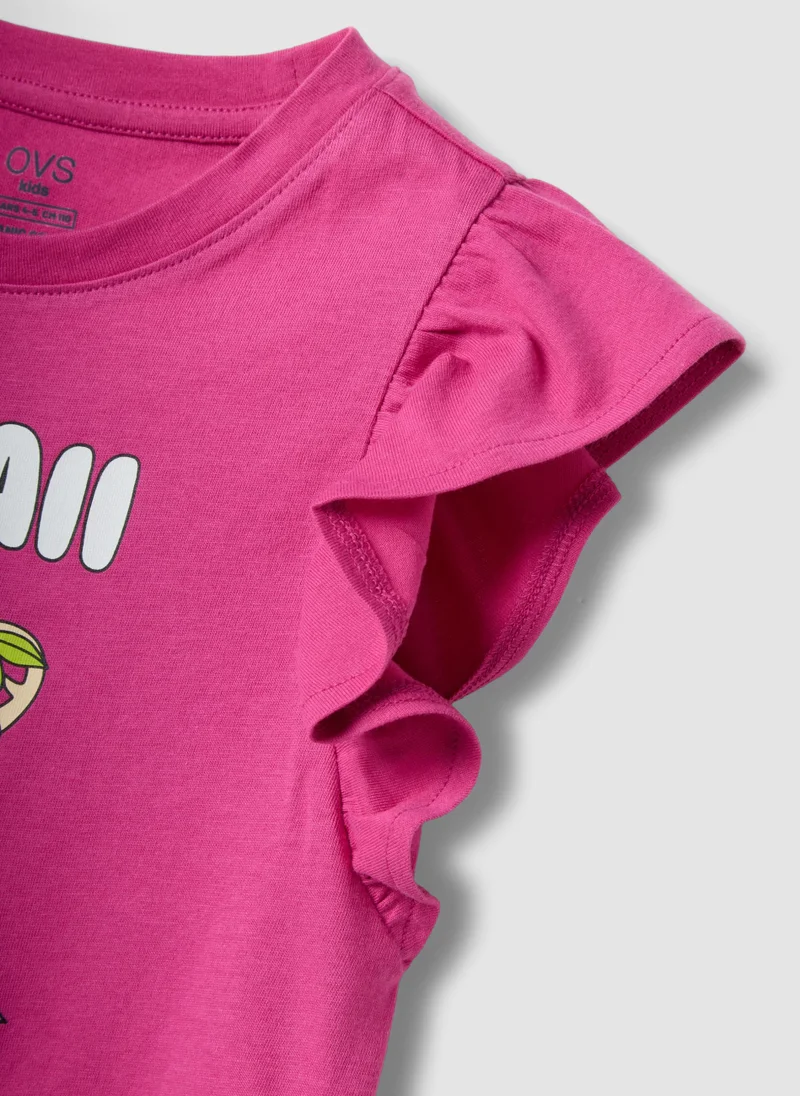 Ovs  OVS Pink Organic Cotton Vest Top With Ruffles for Women | Best Price UAE
