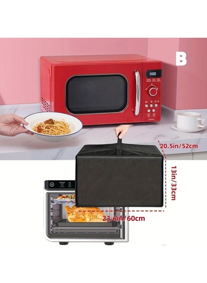 Black Microwave Oven Cover 600D Portable Kitchen Appliance Protector - Image 4