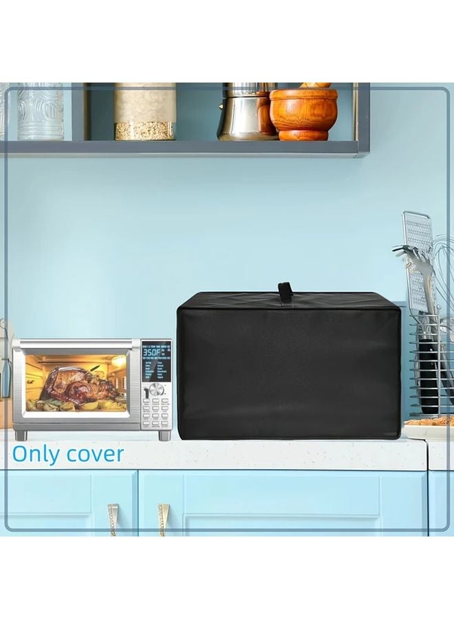 Black Microwave Oven Cover 600D Portable Kitchen Appliance Protector - Image 2