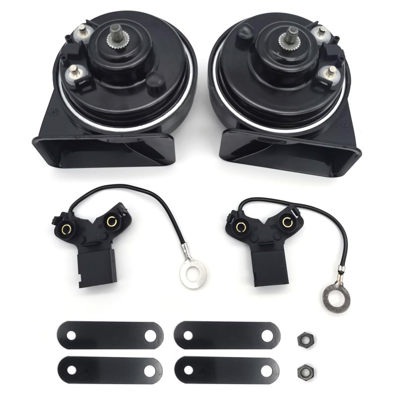 Generic FQMY Car Horn compatible with T-oyota with 1 to 2 Plug, 12V 125db Waterproof Snail Horn High/Low Tune Auto Horn Loud Dual-Tone Electric Snail Horn  - Image 1
