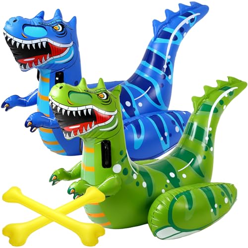 Arrowbash 4 Pcs Inflatable Dinosaur Fight Pool Float Game Set 2 Players Giant Rideon Dino Duel Pool Toys for Teens Adults Water Swimming Party Game for Outdoor Fun Gift Family Competition - Image 1