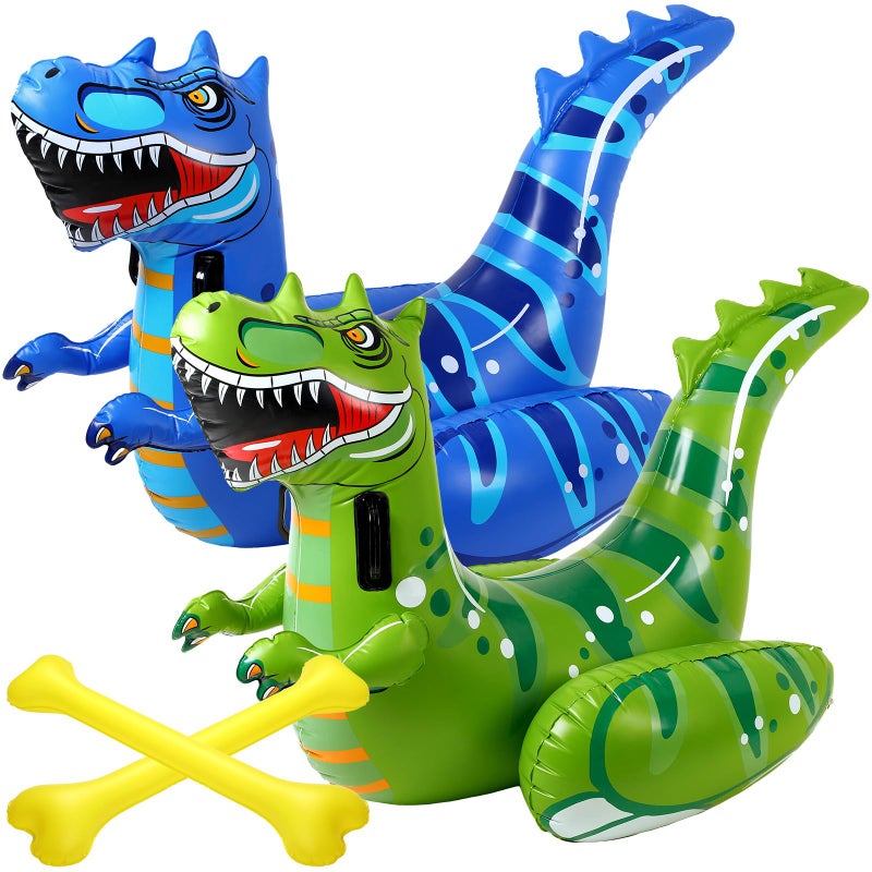 Arrowbash 4 Pcs Inflatable Dinosaur Fight Pool Float Game Set 2 Players Giant Rideon Dino Duel Pool Toys for Teens Adults Water Swimming Party Game for Outdoor Fun Gift Family Competition - Image 4