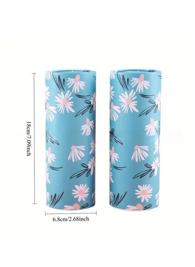 1 Roll Floral Car Tissue Holder Portable Travel Cup Holder Box With Face Towel - Image 3