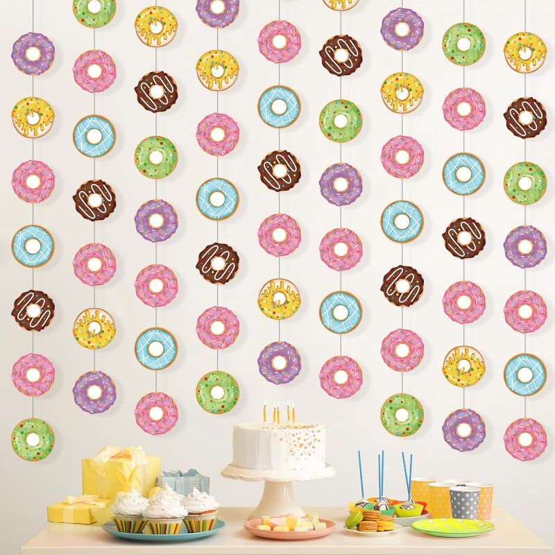 Herdear 8 Pieces Donut Party Banners Doughnut Grow Party Hanging Swirl Donut Paper Cutouts Garland Kit For Donut Theme Birthday Baby Shower Gender Reveal Bridal Shower Xmas Party Decorations Supplies - Image 5