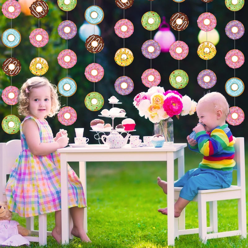 Herdear 8 Pieces Donut Party Banners Doughnut Grow Party Hanging Swirl Donut Paper Cutouts Garland Kit For Donut Theme Birthday Baby Shower Gender Reveal Bridal Shower Xmas Party Decorations Supplies - Image 4
