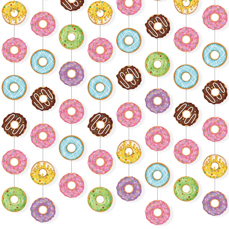 Herdear 8 Pieces Donut Party Banners Doughnut Grow Party Hanging Swirl Donut Paper Cutouts Garland Kit For Donut Theme Birthday Baby Shower Gender Reveal Bridal Shower Xmas Party Decorations Supplies - Image 1