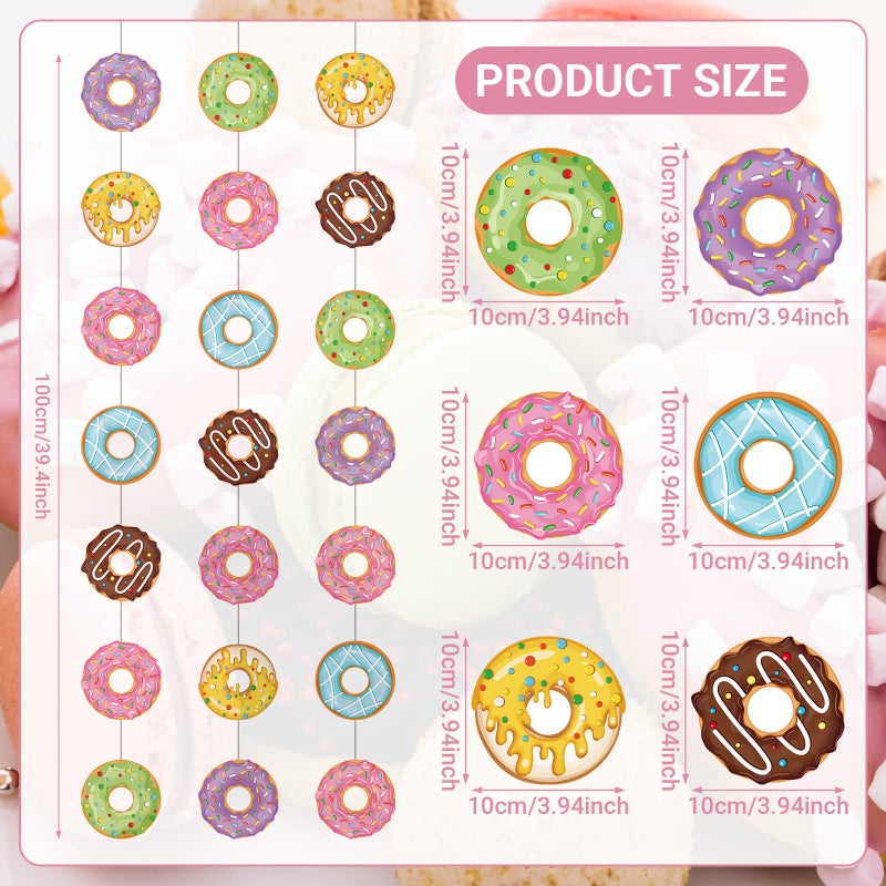Herdear 8 Pieces Donut Party Banners Doughnut Grow Party Hanging Swirl Donut Paper Cutouts Garland Kit For Donut Theme Birthday Baby Shower Gender Reveal Bridal Shower Xmas Party Decorations Supplies - Image 2