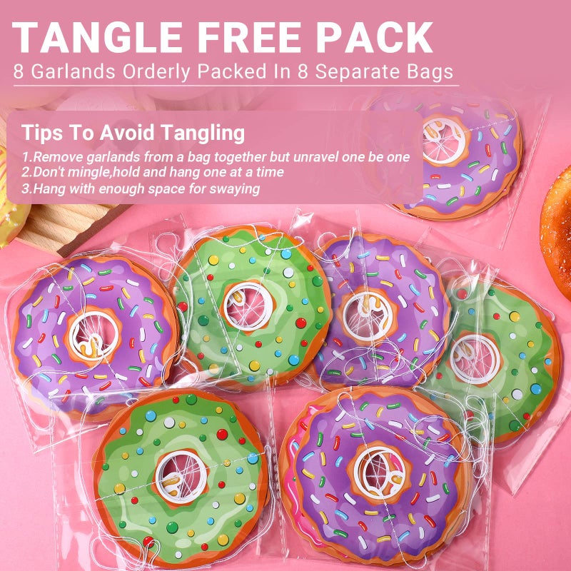 Herdear 8 Pieces Donut Party Banners Doughnut Grow Party Hanging Swirl Donut Paper Cutouts Garland Kit For Donut Theme Birthday Baby Shower Gender Reveal Bridal Shower Xmas Party Decorations Supplies - Image 3
