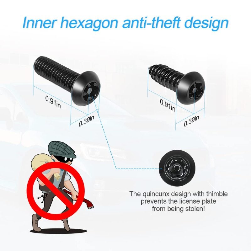 Black Stainless Steel Anti-Theft Screw Kit - Tamper-Proof Design Security Fasteners for Urban Drivers, High-Risk Parking Areas and Vehicle DIY Users - Image 2