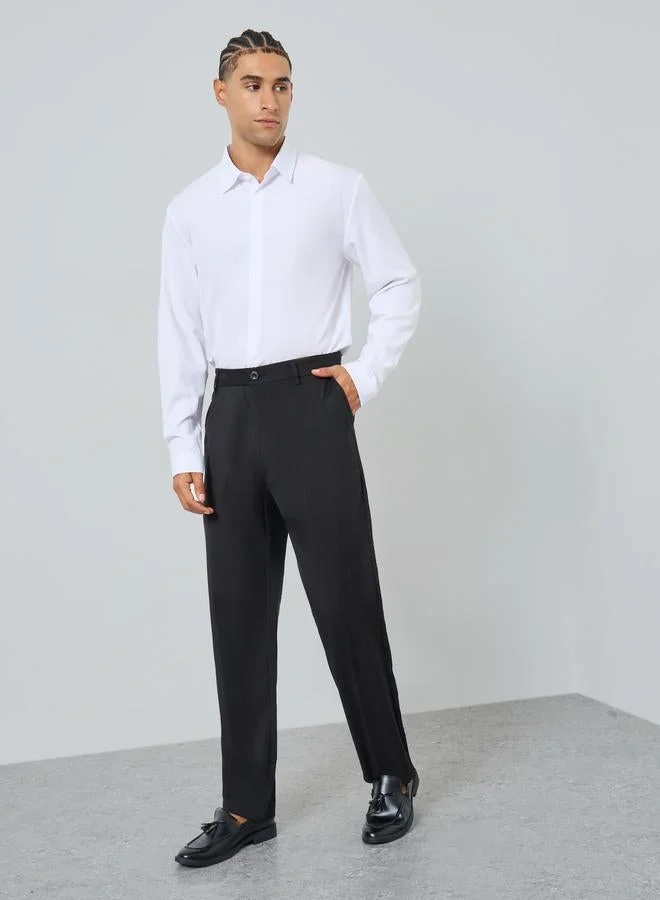 Take Two Men Solid Button Front Long Sleeve Shirt