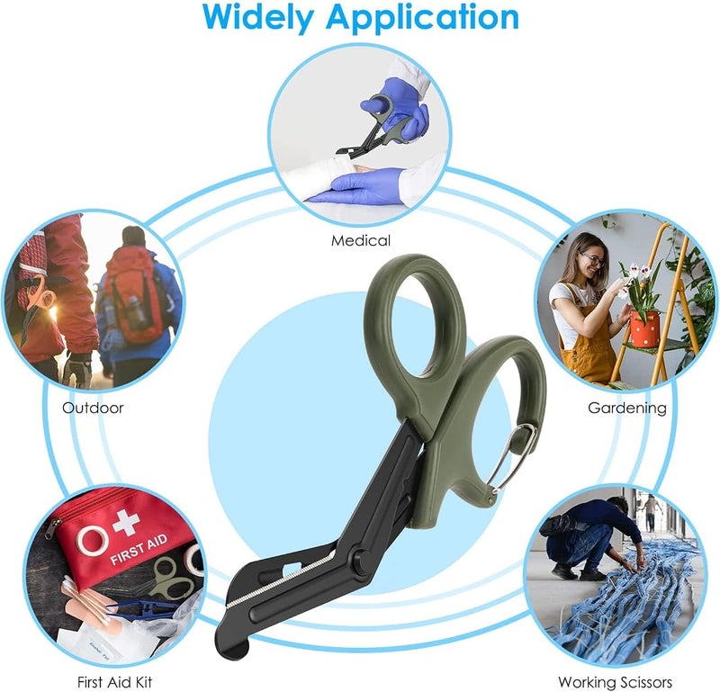 SYOSI Trauma Scissors With Carabiner, 2PCS 7.5" Bandage Nursing Scissors, Premium Fluoride-Coated Surgical for Nurses, Doctors, Nursing Students, First Aid, EMT EMS - Image 5
