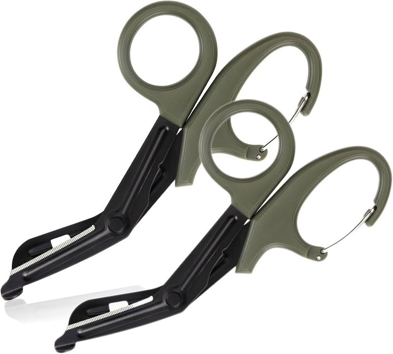 SYOSI Trauma Scissors With Carabiner, 2PCS 7.5" Bandage Nursing Scissors, Premium Fluoride-Coated Surgical for Nurses, Doctors, Nursing Students, First Aid, EMT EMS - Image 1