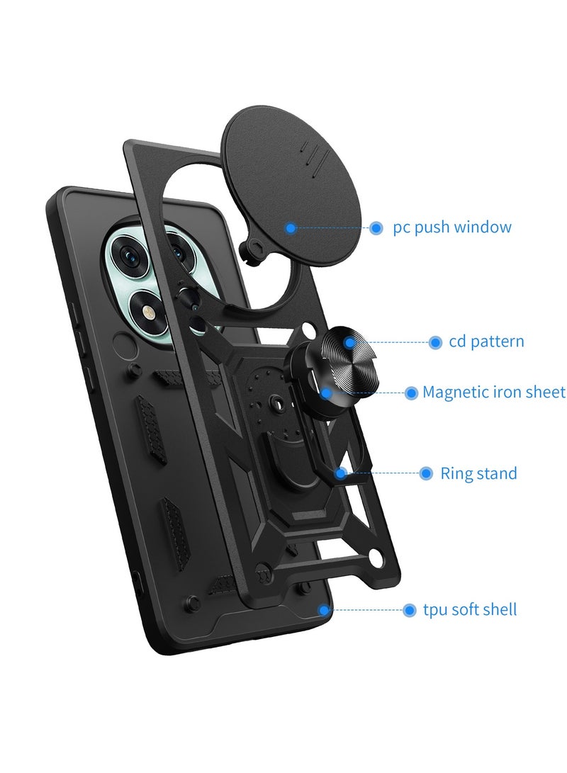 جراب حمايه مقاوم للصدمات وحمايه للكاميرا مزود بدبله معدنيه متوافق مع  Redmi Note 14 Pro 4G  (اسود) - Image 4