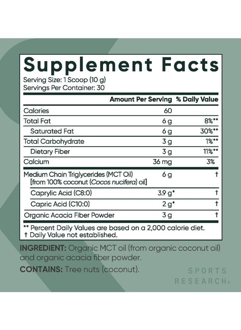 SPORTS RESEARCH Unflavored Mct Oil Powder With Prebiotic Fiber (10.6Oz, 300G)  - Image 3