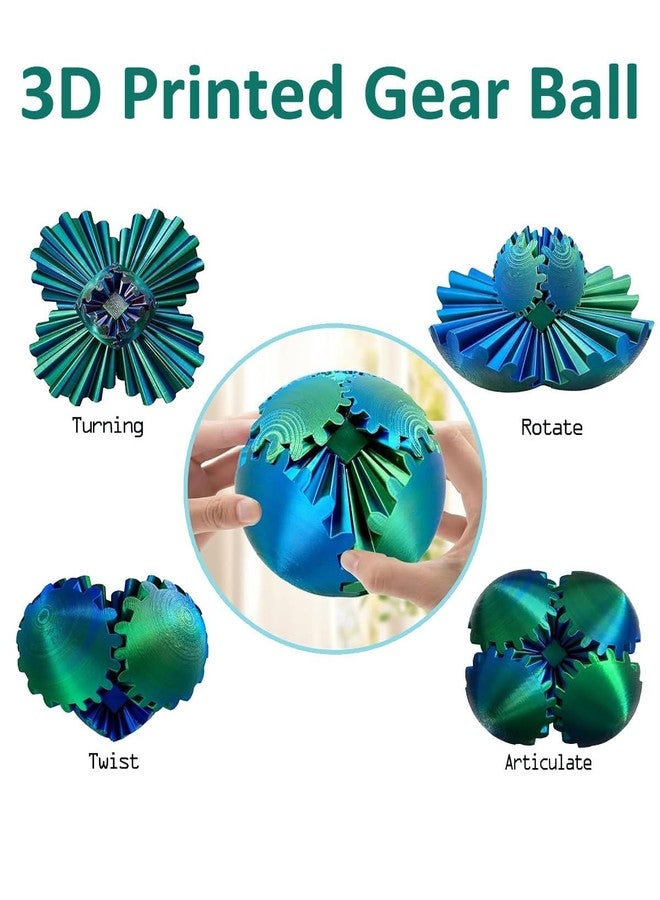 SHREESAMP 3D Printed Gear Spinner Fidget Ball Stress Relief for Anxiety Focus Relaxation Smooth Rotating Sensory Desk with Satisfying Spin Motion for Daily Use at Home Office or Study - Image 5