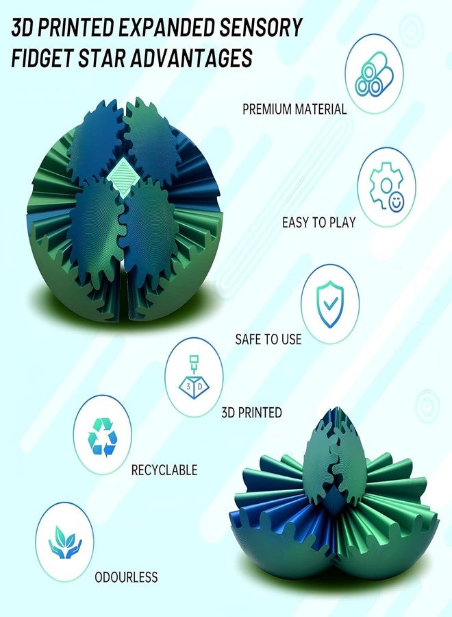 SHREESAMP 3D Printed Gear Spinner Fidget Ball Stress Relief for Anxiety Focus Relaxation Smooth Rotating Sensory Desk with Satisfying Spin Motion for Daily Use at Home Office or Study - Image 4