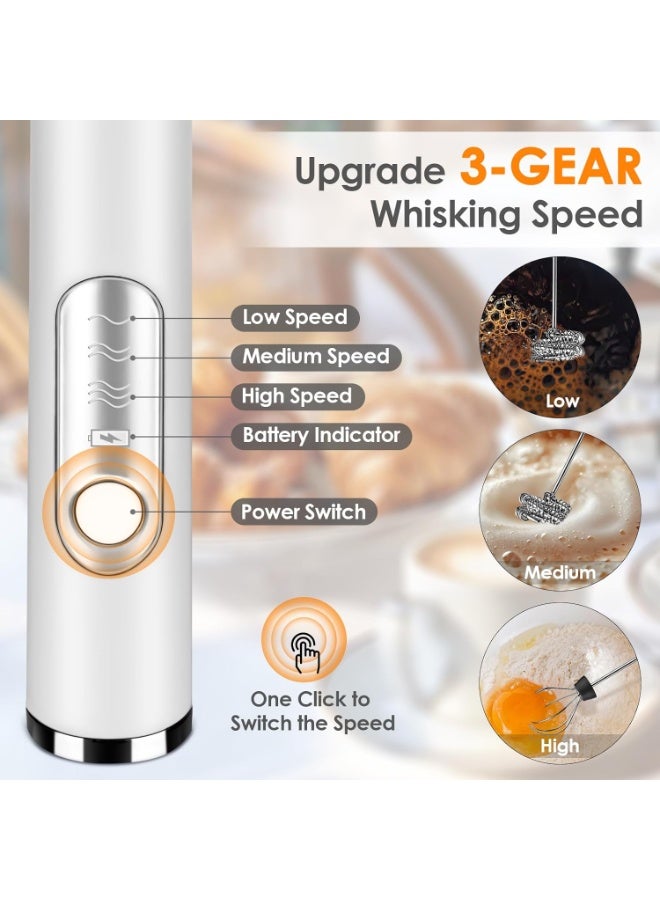 Bukela Handheld Milk Frother, Rechargeable Coffee Frother Wand with 2 Stainless Steel Whisks, 3 Speeds, Drink Mixer, Electric Foam Maker, Hand Blender for Lattes - Image 5