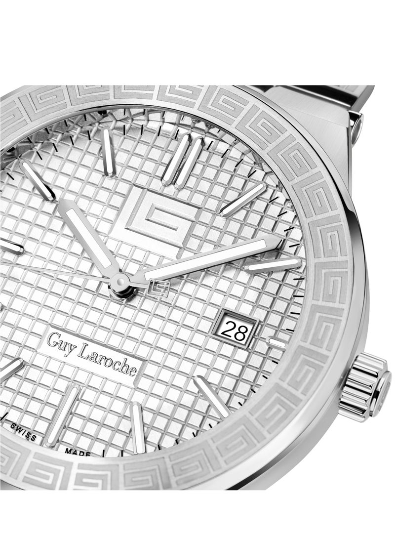 غاي لاروش ساعة ساشا للرجال بحزام جلد طبيعي أسود ٤٢ مم ٥ ضغط جوي - Image 4