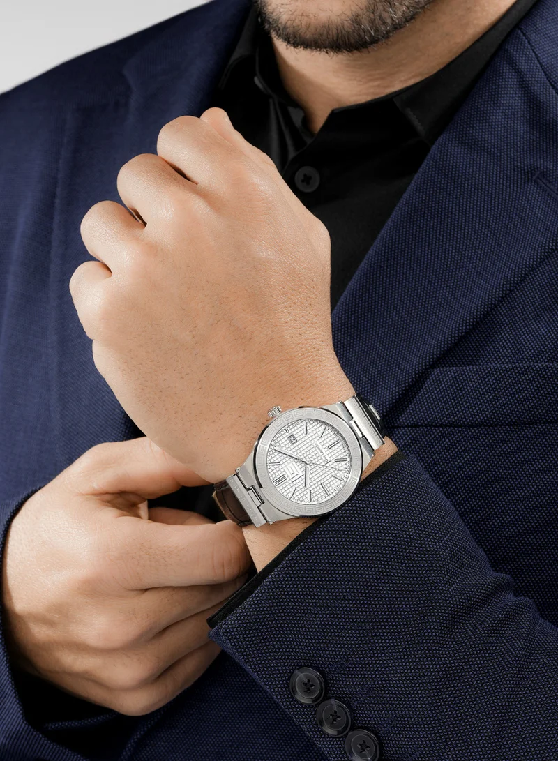 غاي لاروش Sacha Watch for Men with Black Genuine Leather Strap 42 mm 5 Atm