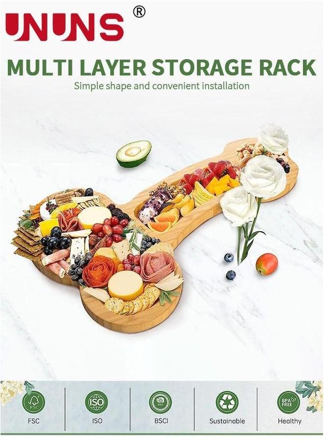 UNUNS Bone Shaped Wooden Serving Tray,Serving Tray With 3 Compartments,Funny Cutlery Kitchen Meat Cheese Platter - Image 2