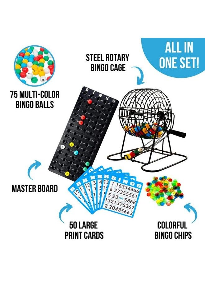 Regal Games - Deluxe Bingo Set Includes Bingo Cage Master Board 50 Mixed Cards 75 Calling Balls Colorful Chips Ideal For Large Groups Parties - Image 1
