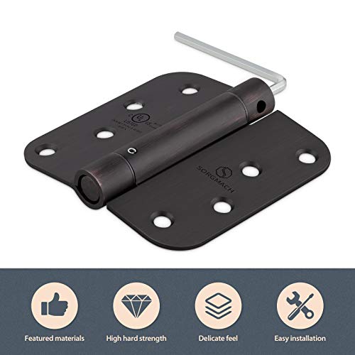 SORGMACH Self Closing Hinge Oil Rubbed Bronze Auto Close Hardware Hinge Outlet Adjustable Spring Hinges Door Closer Hinge 5/8" Radius Corner for Commercial Grade Self-Closing, UL Listed 3 Pack - Image 2