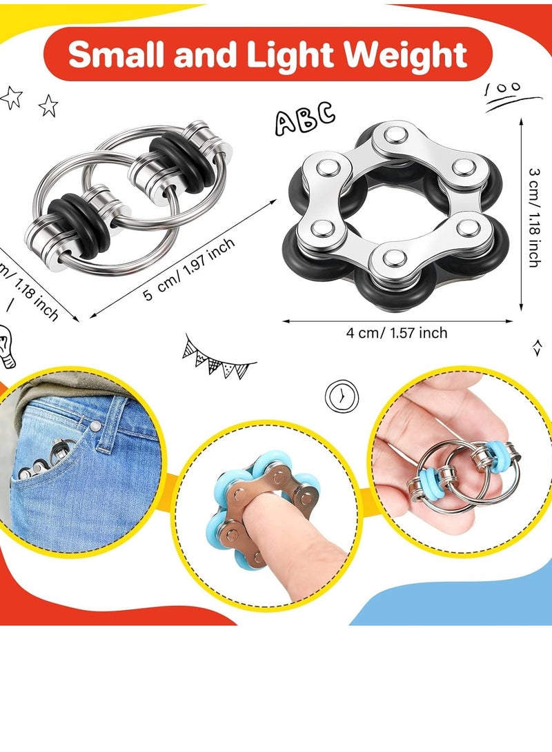 مجموعة ألعاب فيدجيت مكونة من 8 قطع تتضمن 4 سلاسل دوارة قابلة للتقليب و4 سلاسل دراجات بستة سلاسل دوارة للبالغين والمراهقين في مساعدة التعلم (أسود)