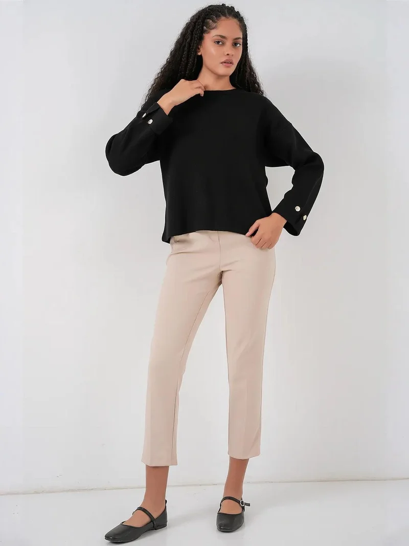 BIG DART BDART Oversized Textured Knit Sweater with Button Detail