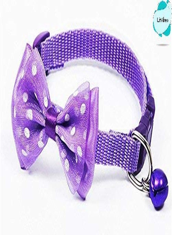 Litvibes Cat Collars Set of 2 Breakaway with Bell & Bow,Kitten & Small Dogs Soft Adjustable Collar Safe,Solid & Protection for Cats & Puppies,Cute Kitty Neckband with Bow Design- (Random Colors) - Image 5